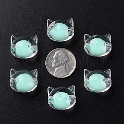 透明なアクリルビーズ  二層ビーズ  猫  アクアマリン  16x18.5x14.5mm  穴：3.5mm  約196個/500g&nbsp;MACR-S373-115-B03