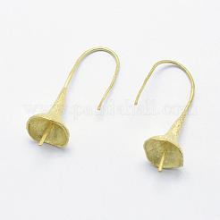真鍮のピアスフック  鉛フリー＆カドミウムフリー＆ニッケルフリー  花  生（メッキなし）  31x9x10mm  24ゲージ  ピン：0.5mm&nbsp;KK-K186-76C-RS