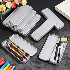ブリキペンケース  ペン用文房具収納ボックス  鉛筆  長方形  プラチナ  205x66x23mm&nbsp;AJEW-WH0410-232