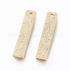 真鍮製チャーム  ニッケルフリー  長持ちメッキ  テクスチャ  長方形  ゴールドカラー  15x3x1mm  穴：1mm&nbsp;KK-G397-03G
