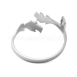 304ステンレススチールのリーフ&ドングリオープンカフリング、女性用  ステンレス鋼色  12mm  内径：19mm&nbsp;RJEW-M024-01P