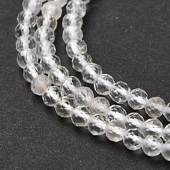 天然石クオーツクリスタルビーズ連売り  水晶  多面カット  ラウンド  3mm  穴：0.5mm  約39個/連  14.96