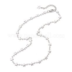 304ステンレススチール製スターリンクチェーンネックレス（女性用）  変色しない  ステンレス鋼色  16.14インチ（41cm）&nbsp;NJEW-JN05652