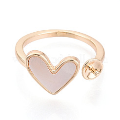 Heart Brass Shell Cuff Ring Settings&nbsp;KK-T076-74G