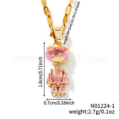 Brass Pave Cubic Zirconia Shiny Bear Pendant Necklaces&nbsp;OM9816-1