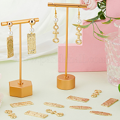 DIY クロスジュエリー作りキット  長方形および楕円形の合金ペンダントおよびリンクコネクターを含む  16KGP本金メッキ  18個/箱&nbsp;DIY-CN0002-70