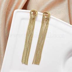 女性のための真鍮のスタッドピアス  タッセルで結ぶ  ゴールドカラー  100x14mm&nbsp;EJEW-U050-01G