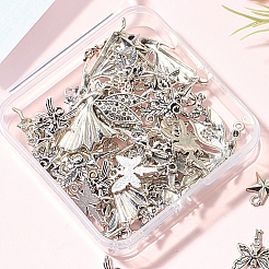 63pcs7スタイルチベットスタイルアロイペンダント  アンティークシルバー  17~40x8~25.5x1.5~4mm  穴：1.5~3mm  9個/スタイル&nbsp;TIBE-SC0002-53
