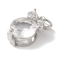 Rack Plating Brass Micro Pave Clear Cubic Zirconia Charms&nbsp;KK-B092-27P