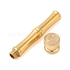 Golden Tone Brass Wax Seal Stamp Head with Bamboo Stick Shaped Handle&nbsp;LS-STAM-K001-05G-F