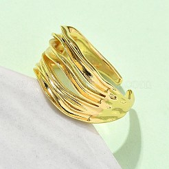 真鍮調整可能なカフリング  カドミウムフリー＆ニッケルフリー＆鉛フリー  ユニセックス用  18KGP本金メッキ  14mm  内径: 調節可能&nbsp;RJEW-V009-05G