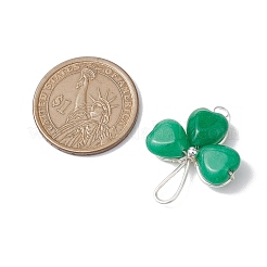 Dyed Natural Malaysia Jade Shamrock Pendants&nbsp;PALLOY-JF02785-04