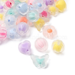 100Pcs 5 Styles Frosted Transparent Acrylic Beads&nbsp;OACR-FP0001-22