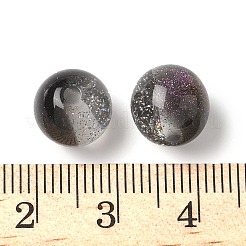 ツートンカラーの樹脂ビーズ  ラウンド  グリッターパウダー付き  ブラック  9.5mm  穴：2mm&nbsp;RESI-Q025-02B-E