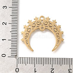 ステンレスペンダント201個  レーザー切断  ダブルホーン/三日月チャーム  ゴールドカラー  21.5x25x1mm  穴：1.6mm&nbsp;STAS-R132-04G