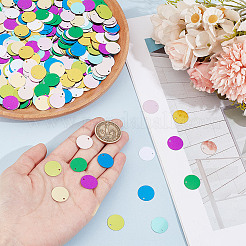 2000色の装飾アクセサリー10個  PVCプラスチック製のスパンコール/スパンコールペンダント  フラットラウンド  ミックスカラー  15.5x0.3mm  穴：1.4mm  200個/カラー&nbsp;PVC-OC0001-14B