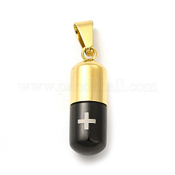 Ion Plating(IP) 304 Stainless Steel Openable Capsule Pill Box Pendants&nbsp;STAS-E184-01