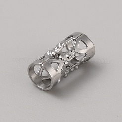 ステンレス鋼中空チューブビーズ  コラム  ステンレス鋼色  8x4mm  穴：3mm&nbsp;STAS-WH0017-043P