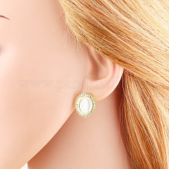 Brass Pave Clear Cubic Zirconia Stud Earrings&nbsp;WGC4035-01