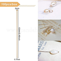100Pcs Brass Flat Head Pins&nbsp;KK-BC0002-84B