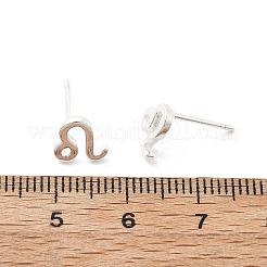 925スターリングシルバースタンドピアス  銀  十二星座  レオ  7x7.5mm&nbsp;EJEW-K303-01S-07