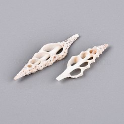 天然のスピンドルシェルペンダント  シェルスライスチャーム  フローラルホワイト  43~58x14~17x5.5~6.5mm  穴：2~9.5x2~5mm&nbsp;SSHEL-N042-26