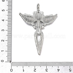 イースターチベットスタイルの合金のペンダント  翼のチャーム付きクロス  アンティークシルバー  48.5x34.5x7mm  穴：5mm&nbsp;AL-G002-02AS