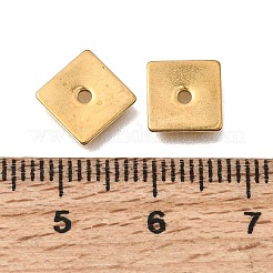 304ステンレススチールビーズ  イオンプレーティング（ip）  正方形  18KGP本金メッキ  8x8x0.8mm  穴：1.4mm&nbsp;STAS-L315-068C-G