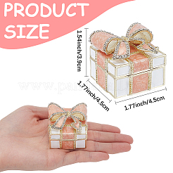 Square Bowknot Alloy Enamel with Crystal Rhinestone Jewelry Magnetic Storage Boxes&nbsp;CON-SP0001-32A