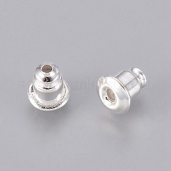真鍮ピアスキャッチ  ピアスバックキャッチ  弾丸  鉛フリーとニッケルフリー  銀色のメッキ  5x5mm&nbsp;X-KK-EC028-NF