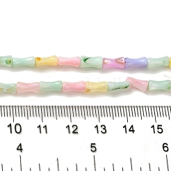 虹色に染められた天然淡水貝ビーズ連売り  ミックスカラー  竹  8x3mm  穴：0.5mm  約48個/連  15.16インチ（38.5cm）&nbsp;SHEL-G018-02C
