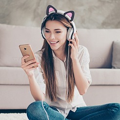 1 Pair Silicone Cat Ear Headphones Decorations&nbsp;DIY-CP0013-62B