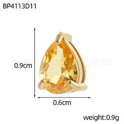 Brass Cubic Zirconia Slide Charms&nbsp;STAS-OY016-04G