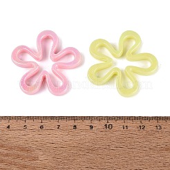 不透明なプラスチックビーズ  花  ABカラーメッキ  ミックスカラー  43x44x6.5mm  穴：1.8~2mm  約151個/500g&nbsp;KY-Q010-10