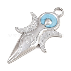 304 Stainless Steel Blue Enamel Pendants&nbsp;STAS-E524-09P