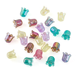 50 個の UV メッキ透明アクリルビーズ  虹色の  花  ミックスカラー  15.5x16.5mm  穴：2mm&nbsp;PACR-TA0001-26