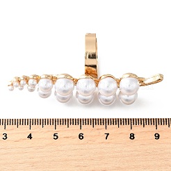 プラスチックパール付き合金オープンカフリング  葉  女性のための  ゴールドカラー  60.5x21mm  usサイズ7 1/4(17.5mm)&nbsp;RJEW-V006-01G