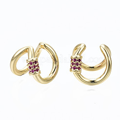 Brass Micro Pave Cubic Zirconia Cuff Earrings&nbsp;EJEW-S210-013-NR