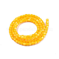 天然淡水シェルビーズ連売り  染め  コラム  ゴールド  3.5x3.5mm  穴：0.8mm  約110~113個/連  14.69インチ〜15.08インチ（37.3~38.3cm）&nbsp;SHEL-N003-33-A08