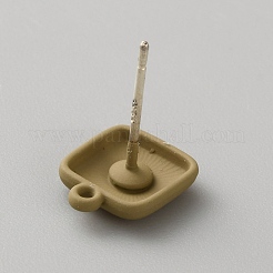 合金製スタッドピアスパーツ  水平ループ付き  正方形  コーヒー  10x8.5mm  穴：1mm  ピン：0.7x10.5mm&nbsp;FIND-WH20023-012H