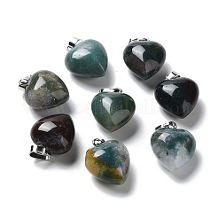 天然苔瑪瑙のペンダント  プラチナブラスループ付き  ハート  18~19x15~15.5x7~10mm  穴：6x2.5~3mm&nbsp;G-I311-A08
