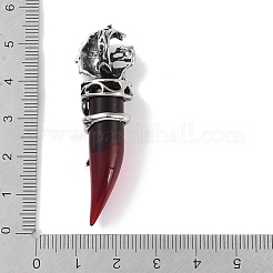 ガラスチャーム  316ステンレススチールラインストーン金具付き  ホーン  アンティークシルバー  52.5x15.5x14mm  穴：8.5x4.5mm&nbsp;STAS-E212-04AS