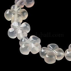 天然ホワイトアゲート瑪瑙ビーズ連売り  4  - 花びらの花  14x14x5.5mm  穴：1.2mm  約15個/連  7.87''（20センチメートル）&nbsp;G-P520-A01-01
