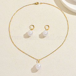 Oval Plastic Imitation Pearl Earrings & Pendant Necklaces Sets for Women&nbsp;XB7297