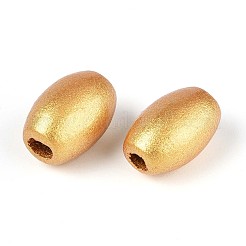 スプレー塗装されたシマウッドビーズ  ライス  ゴールド  12~12.5x8~8.5mm  穴：2~2.6mm&nbsp;WOOD-T032-30A-01