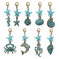 27Pcs 9 Styles Ocean Theme Alloy Pendant Decorations&nbsp;HJEW-CA00098