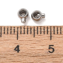 304ステンレススチールクリンプビーズ  ラウンド  ステンレス鋼色  4.5x2.5x3.5mm  穴：2mm&nbsp;X-STAS-A151-05P