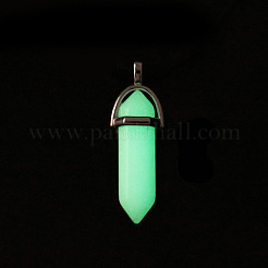 Bullet Pointed Synthetic Luminous Stone Pendants&nbsp;LUMI-PW0001-055-C