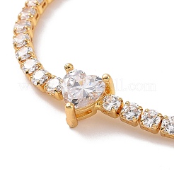 Clear Cubic Zirconia Tennis Bracelet with Heart&nbsp;BJEW-E015-03G