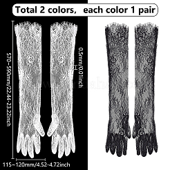 2 Pairs 2 Colors Polyester Long Lace Gloves&nbsp;AJEW-LP0008-33